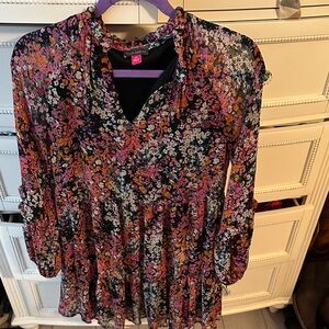 Vince Camuto Black Multicolor Floral Dress XS